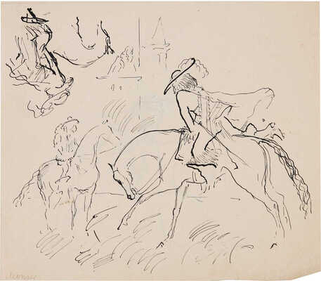 Бехтеев Владимир Георгиевич. Лот из 19 иллюстраций к роману Т. Готье «Девица Мопен» на 16 листах, на оборотной стороне наброски (для издательства Academia)